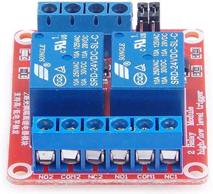 DC 24V 2 Channel Relay Module with Isolated Optocoupler High and Low ...