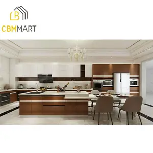 Kabinet dapur hitam modular kualitas tinggi furnitur kayu polos desain kustom modern mewah