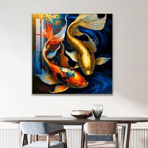 Décoration Murale Islamique HD : Peinture Murale LED de Luxe en Porcelaine Cristalline avec Poissons et Animaux pour Salon - Product Image 5