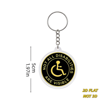 Porte-clés « Toutes les Handicaps Ne Sont Pas Visibles », Acrylique, Rond, Léger, Porte-clés Sensibilisation à la Handicapation