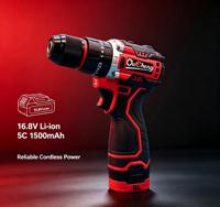 Perceuse à percussion sans fil Li-ion 45 N.m de couple, double vitesse 1600 tr/min, moteur sans balais, batterie Li-ion 1,5 Ah, pour bricolage domestique
