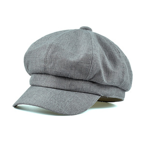 Sombrero octogonal de cáñamo de algodón fino Boina con lengua de pato de color sólido - Product Image 1