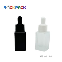 Flacon compte-gouttes en verre de forme rectangulaire givré noir mat de 10ml pour huile essentielle
