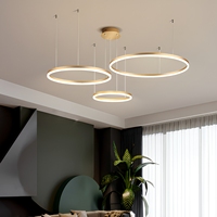 Lustre LED circulaire moderne en or, lampe suspendue à intensité variable pour salon, salle à manger, hall d'entrée, décoration intérieure