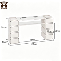 Table de Manucure Double Luxe Moderne en Fer Forgé, Vente Directe Usine, avec Grand Meuble de Rangement et Aspiration Intégrée pour Salon de Beauté