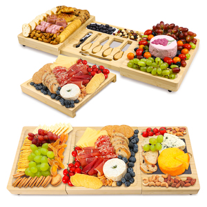 GL Planche à fromage en bambou multifonctionnelle étendue avec couteau Set d'<span class=keywords><strong>ardoise</strong></span> Plateau alimentaire pour fête et restaurant Plateau de service - Product Image 1