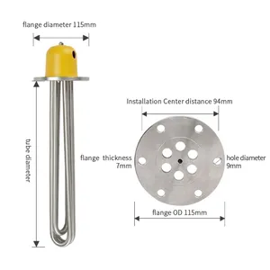 Industrial Tubular Heating Element Oil Water Boiler 240v 15kw Flanged Immersion Heater