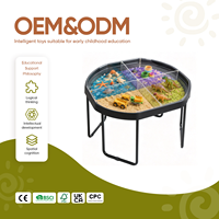 Table Montessori Tuff Tray 4 Zones de Jeu, Table Sensorielle Octogonale en Bois pour Enfants de 3 à 6 Ans, Jeu au Sable et à l'Eau, Apprentissage Précoce