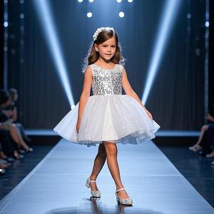 2025 nuova principessa Elsa lucido cristallo d'<span class=keywords><strong>argento</strong></span> scarpe per ragazze <span class=keywords><strong>tacchi</strong></span> alti alla moda modelli da donna per bambini sottili per la primavera - Product Image 3