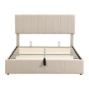 DB Beige Queen-Size Cama blanda con sistema de almacenamiento hidráulico Plataforma tapizada Muebles de dormitorio (OLD SKU LP000211AAA) - Product Image 4
