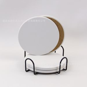 Posavasos Cuadrados Tian Tian Hong de Cerámica, 10.3 cm, Blancos, de Tierra de Diatomeas, Base de Corcho Antideslizante para Protección de Bebidas - Product Image 4