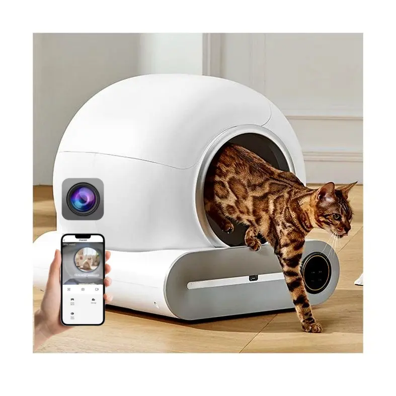 2024 App-Steuerung automatische Selbstreinigung Katzen-Sandkasten intelligente Katzenschuttbox mit Katzenaufsicht intelligente Katzen-Toilettenschachtel