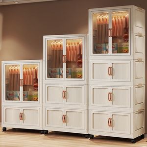 Armoire <span class=keywords><strong>de</strong></span> <span class=keywords><strong>rangement</strong></span> en plastique épaissi, pliable, écologique, sans assemblage, simple, pour salon - Product Image 1