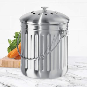 Offre Spéciale seau de stockage rond de bac à <span class=keywords><strong>compost</strong></span> en acier inoxydable de 1.3 gallons avec structure supérieure ouverte pour les vers de jardin ou les déchets de cuisine - Product Image 5
