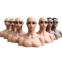 Vente en gros de tête de mannequin femme réaliste en PVC de haute qualité tête de mannequin de présentoir réglable avec épaule pour présentoir à perruques