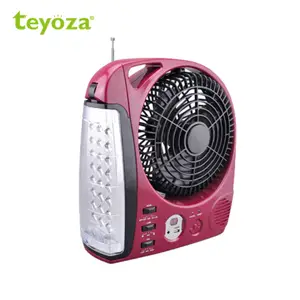 Teyoza batteria portatile ricaricabile usb mini box fan ventilatore elettrico solare con la radio e la luce del led