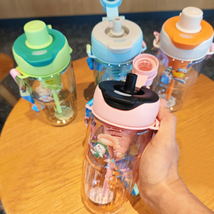 Cartoon Bear Double Drinking Cup With Strap Plastic Cup For Children Students Outdoor Use - Product Image 3