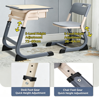 Mobilier élémentaire en métal moderne pour salle de classe avec tige d'école Ensemble de chaises et de tables de bureau pour étudiants