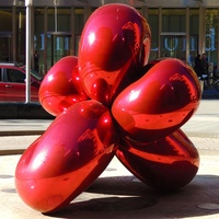 Statue de fleur en acier inoxydable poli, impression numérique, 1,5 m, sculpture d'art de jardin extérieur, fabrication OEM