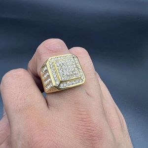 Hip Hop Men's Geometric <b>Ring</b> <b>Titanium</b> Steel Gold Silver Micro Insert Full Diamond Party Jewelry JZ130 - Product Image 4