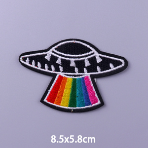 Espace UFO broderie fer sur patchs pour vêtements <span class=keywords><strong>Alien</strong></span> Stripes Badges usine patchs personnalisés - Product Image 6