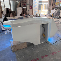 Comptoir de réception en pierre artificielle pour salle de billard, design incurvé, taille personnalisée, petit bar LED, comptoir d'accueil