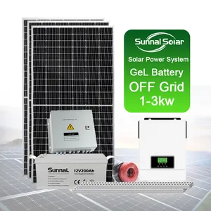 太陽発電所Solare 1 Kw 2Kw3Kwオフグリッド太陽エネルギーシステム発電機、パネル完成セット付き