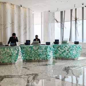 Mostrador de Recepción de Hotel de Diseño Artístico de Fibra de Vidrio Transparente de Alta Gama, Origen Guangdong, Mostrador de Bienvenida para Empresas, Mostrador de Consultas - Product Image 2