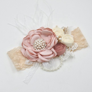 <span class=keywords><strong>Bandeau</strong></span> de luxe en ivoire, couronne florale avec plume, ceinture en perles, pour <span class=keywords><strong>mariage</strong></span> - Product Image 4