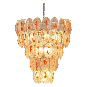<span class=keywords><strong>Lampadario</strong></span> Vintage italiano strutturato Murano in vetro <span class=keywords><strong>arancione</strong></span> - Product Image 1