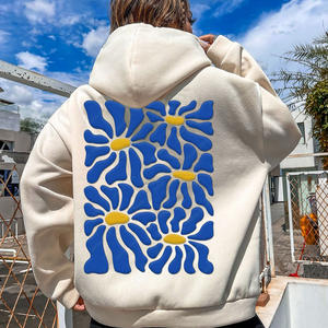 定制连帽衫棉落肩套头衫街头风格宽松合身毛衣500 Gsm连帽衫定制3D粉扑印花连帽衫 - Product Image 5