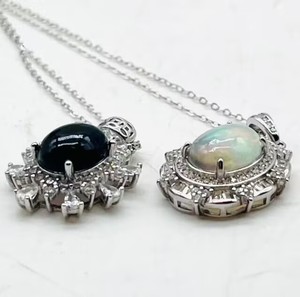 Opale australiano nero gemma alla rinfusa cristalli pendenti pietre con pendenti in argento 925 - Product Image 2