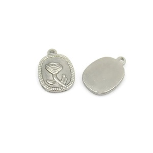 Colgante de rosa de acero inoxidable, forma ovalada, acabado liso, para accesorios de fabricación de joyas DIY - Product Image 3