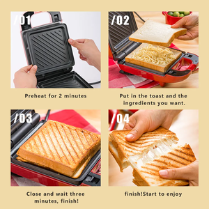 Machine à sandwich 3 en 1 avec plusieurs <span class=keywords><strong>plaques</strong></span> en option, presse-panini, gaufre, steak grillé, fromage, hamburger, sandwich, pain, petit-déjeuner - Product Image 2