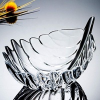 Bol de service en forme de plume personnalisé de luxe, grands bols en verre de salade de fruits de fête de mariage colorés