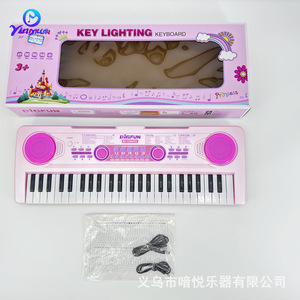 คีย์บอร์ดอิเล็กทรอนิกส์สำหรับเด็ก ยี่ห้อ Yinyue 49 คีย์ สีชมพู มีไฟ พร้อมเสียงดนตรี สำหรับเด็กผู้หญิง อายุ 2-4 ปี ของเล่นเสริมพัฒนาการ - Product Image 1