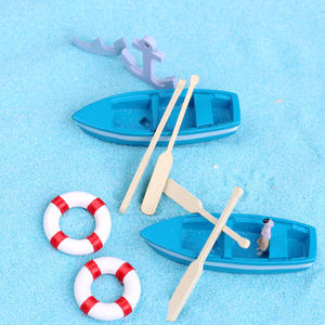 Miniature maison de poupée <span class=keywords><strong>bateau</strong></span> rames ancre bouée de sauvetage soleil <span class=keywords><strong>parapluie</strong></span> canoë modèle Figurines plage Style ornement Kits - Product Image 3