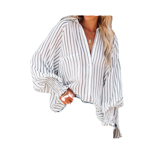 Camisas Casuales de Primavera para Mujer, Corte Clásico Regular, Mangas Largas Tipo Linterna, Cuello con Botones, Tela Ecológica y Transpirable - Product Image 4