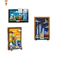 Tarjeta postal de la ciudad, juguete educativo de partículas pequeñas, regalo para niños de 6 a 12 años, bloques de construcción chinos internacionales