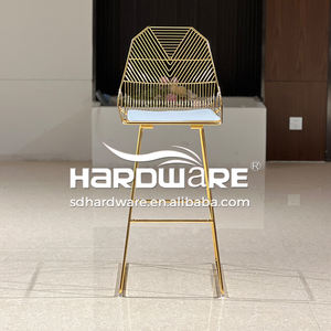 Tabouret de bar haut en acier inoxydable doré, style moderne, pour pub d'hôtel, bar, doré - Product Image 5