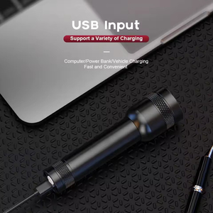 Mini lampe torche portable en alliage d'aluminium, 80-100 lumens, zoomable, étanche IP54, rechargeable par USB, à intensité variable - Product Image 4