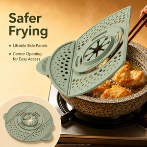 Couvercle de cuisson pliable en silicone anti-éclaboussures et anti-débordement, avec égouttoir à <span class=keywords><strong>huile</strong></span> et couvercle vapeur pour poêle à frire - Product Image 6