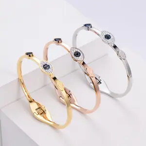 Fashion brand 18k gold plated jewelry stainless steel crystal zircon waterproof jewellery bangle bracelet jewelry wholesale