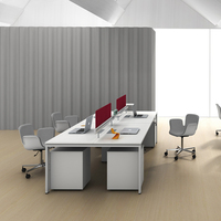 Poste de travail modulaire en panneaux de bois avec options d'écran et armoire de rangement pour les sièges sociaux professionnels des entreprises