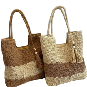 Borsa da donna alla moda <span class=keywords><strong>Avant</strong></span> <span class=keywords><strong>Garde</strong></span> grande capacità tracolla larga facile da trasportare cerniera realizzata in materiale intrecciato di paglia - Product Image 3