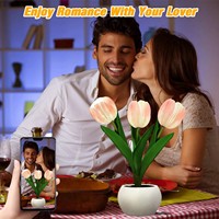 Lampe LED Tulipe, Simulation de Fleur Nocturne, Lumière d'Ambiance de Bureau, Décoration de Table, Cadeau pour Petite Amie