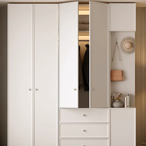 Armoire moderne autoportante à 2 portes en MDF avec portes coulissantes, grande capacité pour chambre à coucher - Product Image 4