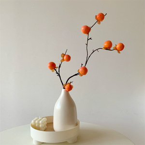 Décoration de Noël en mousse en forme de branche de kaki artificielle Muyu Chronicles, ornement du Nouvel An, décoration de salon, branche unique, légère - Product Image 1