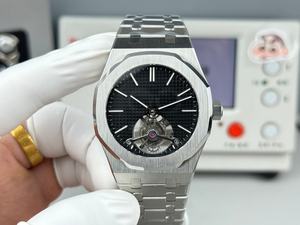 Reloj de lujo de fábrica - Reloj mecánico para hombre de estilo empresarial, resistente al agua, con esfera negra de acero inoxidable, tourbillon de cuarzo de 40 mm - Product Image 4