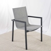 Chaise de salle à manger empilable en aluminium, style antique, siège en tissu gris, mobilier d'extérieur pour patio, fête, jardin, café, hôtel, cour